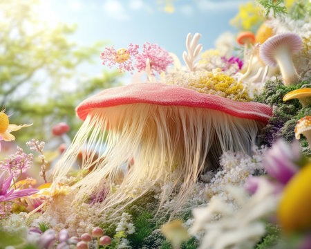 Embark on a wildlife conservation adventure through a vibrant, biodiverse forest Discover exotic flora and fauna, from mushrooms to wildflowers, in a thriving ecosystem Witness nature's breathtaking artistry and learn why preserving this precious biodiversity is crucial Plan your eco-friendly journey today! AI Generativeの素材