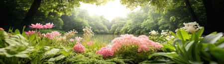 A thriving lagoon ecosystem, meticulously conserved, showcases breathtaking biodiversity Rare plants and animals coexist in delicate balance, a testament to successful sustainable practices Tranquil waters, lush vegetation, and abundant wildlife create a serene sanctuary, inspiring hope for our planet's future AI Generativeの素材