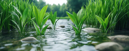 Protected wetlands teem with vibrant biodiversity, showcasing resilience against climate change These crucial habitats provide essential ecological services, highlighting the urgent need for conservation Images reveal the interconnectedness of flora and fauna, demonstrating nature's remarkable adaptive capacity in the face of escalating climate threats AI Generativeの素材