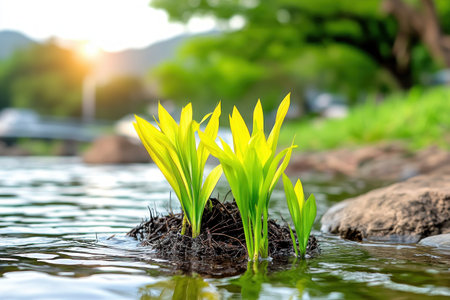 Discover a vibrant swamp wetland teeming with aquatic life This breathtaking ecosystem showcases nature's delicate balance, where diverse plants and animals thrive Witness the beauty of this crucial habitat, supporting biodiversity and ecological harmony A lush, watery paradise illustrating nature's resilience, urging conservation AI Generativeの素材