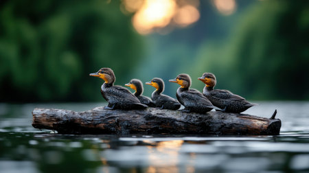Witness stunning images of birds and amphibians thriving in wetland breeding zones Explore their fascinating life cycles and vibrant ecosystems Discover the intricate details of their reproductive behaviors and the delicate balance of nature supporting this fragile, beautiful biodiversity AI Generativeの素材