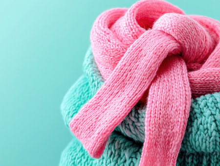This image, though not directly tied to a cancer awareness event, shows pink and green scarves, evoking warmth and support Like community initiatives, it symbolizes care during challenging times The cozy scene serves as a reminder that self-care is crucial, even when facing tough situations AI Generativeの素材