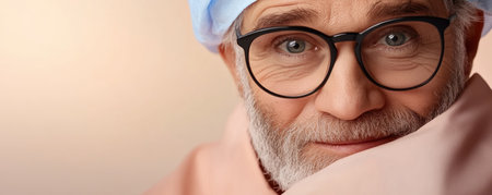 A medical professional prepares to draw blood from an older man with a blue cap and glasses, initiating advanced cancer biomarker testing This image signifies the start of crucial medical analysis, early disease detection, and treatment monitoring The scene highlights medical care, research, and technological advancements in healthcare AI Generativeの素材
