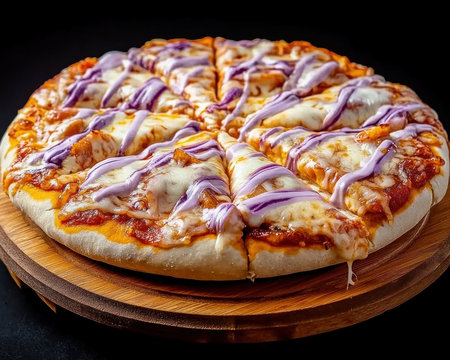 Dive into a "Delightful Pizza Adventure" showcasing vibrant, creative pizzas! From classic margherita to gourmet veggie, explore unique toppings like purple onions and cheese Ideal for food bloggers, chefs, and pizza lovers Capture your culinary journey with stunning, high-resolution photos Discover delicious pizza combinations today! AI Generativeの素材