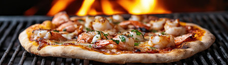Ignite your senses with our spicy seafood pizza! Vibrant colors and a dynamic presentation showcase succulent shrimp, crisp herbs, and a perfectly baked crust Premium textures define each bite, delivering an unforgettable culinary adventure and sensational feast with intense, fiery flavors and an outstanding taste AI Generativeの素材