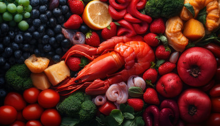 Indulge in vivid, organic seafood pizza toppings, bursting with color and freshness Delicate herbs enhance the perfectly baked golden crust High-quality images showcase gourmet culinary artistry, inspiring chefs and food enthusiasts alike with exceptional presentation Experience the essence of delicious and visually stunning pizza creations AI Generativeの素材