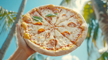 Capture the joy of a "Delicious Pizza Party Celebration!" This vibrant image shows friends enjoying tasty pizza amidst colorful decorations and lively drinks A perfect social media post for friend gatherings, food, and summer fun, it highlights the happiness of friendship, great food, and festive vibes AI Generativeの素材