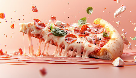 Crave a fresh, hot pizza? Our delivery brings you ultimate satisfaction This ad features a perfect slice: gooey cheese, vibrant toppings, and an irresistible aroma Order now and indulge in a mouthwatering meal, delivered hot and ready to enjoy Don't miss out! AI Generativeの素材