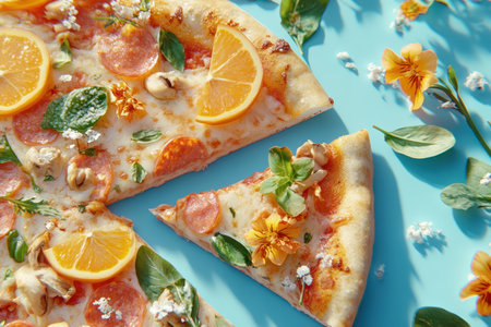 Experience homemade vegetarian pizza perfection! Fresh herbs, colorful veggies, and a crispy crust create a vibrant, savory delight This healthy, shareable meal is perfect for family and friends Enjoy a mouthwatering alternative for pizza night, straight from the kitchen to your table! AI Generativeの素材