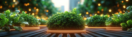 Immerse yourself in a tranquil, futuristic scene where vibrant flora flourishes beneath glowing firewalls Advanced cybersecurity systems protect this organic growth, symbolized by luminous locks This image beautifully balances nature's serenity with innovative technology, portraying a secure ecosystem of digital innovation Witness the harmony of protected growth AI Generativeの素材