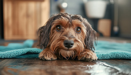Learn professional pet grooming with our step-by-step tutorial! Watch a dog receive a bath and fluff dry in a stylish grooming room, resulting in a shiny, healthy coat Discover essential pet care techniques to keep your furry friend looking their best This guide shows you how to pamper your pet! AI Generativeの素材