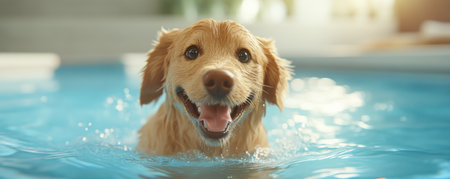 Witness a cheerful dog thrive in a water treadmill session, guided by a smiling therapist in a modern facility Explore the benefits of hydrotherapy for rehabilitation, fitness, and improved mobility Ideal for post-surgery care or conditioning, this safe, supportive environment promotes pet well-being and joint health AI Generativeの素材