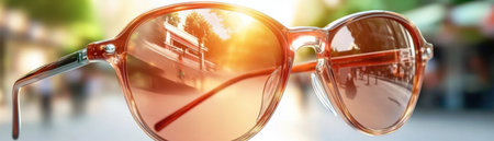 Step into a vibrant vintage market with this striking image of retro-inspired red sunglasses The bustling stalls form a dynamic backdrop, highlighting the sunglasses' blend of classic and modern urban style A perfect summer accessory, these iconic red sunglasses evoke sophistication and nostalgia, making them a must-have for fashion AI Generativeの素材
