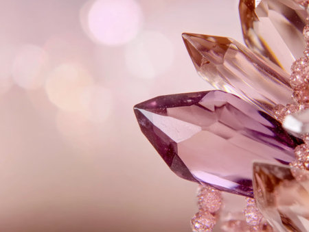 Experience the allure of faceted gems in this macro shot, where light dances across intricate details Like a confident leader, the crystal inspires with its radiant beauty Discover delicate, colorful depths and the mesmerizing artistry captured in this photograph AI Generativeの素材