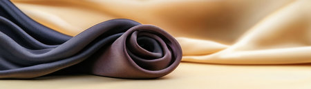 Explore 'Accountability and Collaboration' through interwoven soft brown fabric, symbolizing unity, against a gentle golden backdrop This visual embodies how distinct elements merge seamlessly, representing the cornerstones of effective leadership The artistry captures the essence of combined effort and shared responsibility in achieving cohesive goals AI Generativeの素材