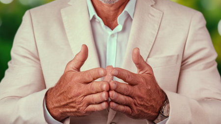 A top executive, in a light suit and white shirt, uses strategic planning and influential leadership to drive results Gesturing with hands, they lead a professional team This image depicts how unlocking success requires strategic business leadership and impactful management strategies Leadership is vital AI Generativeの素材
