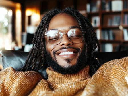 Join our Virtual Learning Webinar! This comprehensive online session covers diverse remote topics A smiling man with dreadlocks exemplifies effective and flexible digital education in a relaxed and inclusive environment Learn from the best and boost your professional growth from home Embrace the future of learning! AI Generativeの素材