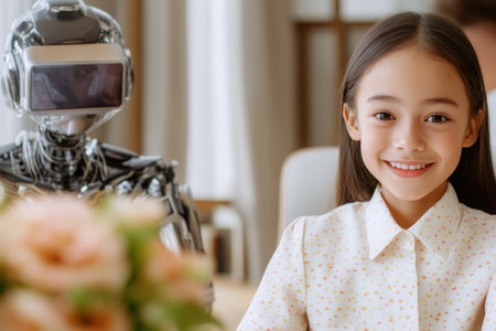 Imagine a future where online learning is vibrant, with students actively participating alongside AI assistants Experience interactive lectures, personalized tutoring, and a revolutionary approach that bridges geographical gaps Witness how human expertise and artificial intelligence unite to create unique, engaging educational journeys AI Generativeの素材