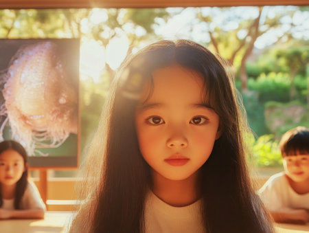 Step into the future of learning with our AI-powered virtual classroom Experience seamless, real-time knowledge sharing between teachers and students Interactive lessons foster enhanced collaboration and engagement, empowering young minds to unlock their full potential within a dynamic digital environment AI Generativeの素材