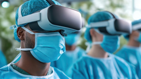 Medical students are using VR to revolutionize surgical training Immersive simulations offer realistic, risk-free environments to master complex procedures This innovative approach fosters confidence and expertise, better preparing future surgeons for the operating room and transforming healthcare education Step into the future of digital education today! AI Generativeの素材
