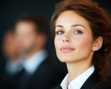 Captivate your audience with an image showcasing a dynamic female speaker empowering businesses Perfect for corporate training visuals, it highlights success, leadership, and collaboration Enhance your brand by illustrating effective communication, employee engagement, diversity, and professionalism Ideal for websites, presentations, and brochures, this image inspires with a powerful scene of AI Generativeの素材