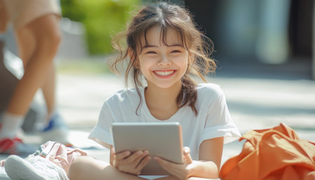 A young university student thrives in an online certification course, boosting their career prospects Witness the joy and dedication of learning through flexible digital education, leading to academic success and valuable skill development The images showcase the transformative power of accessible online platforms, enabling students to achieve their goals from AI Generativeの素材