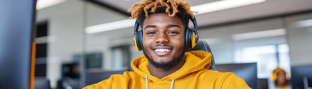 Immerse yourself in modern education with this empowering image A student, seen over-the-shoulder, intently studies via video conference, highlighting the focus and concentration fostered by online learning Experience the future of education, where remote learning technology enables productivity, skill advancement, and connection through cutting-edge e-learning platforms, epitomizing learning anywhere, anytime AI Generativeの素材