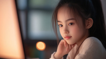 Unleash your digital potential in our interactive online workshop! A young woman thrives in a collaborative virtual environment, gaining expert guidance and valuable skills Connect globally, enhance your knowledge, and achieve professional growth Optimize your online learning experience and build a future-proof skillset Learn, collaborate, and thrive! AI Generativeの素材