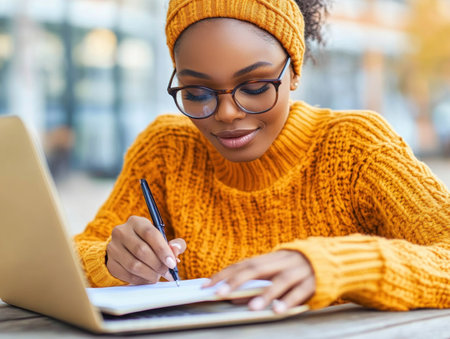 Unlock your potential with flexible online courses! Learn from anywhere, like the student absorbing knowledge and diligently taking notes during a webinar Master new skills at your own pace, staying ahead in the digital age Join the knowledge revolution and thrive with comprehensive remote learning AI Generativeの素材