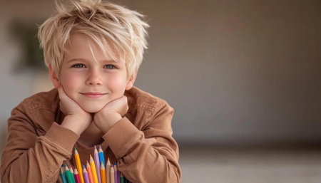 Unleash the power of imagination with this dynamic image! A young boy blasts off on a pencil-powered rocket, a vibrant symbol of back-to-school excitement and limitless potential Soaring through the sky, he embodies the wonder of learning and the thrill of conquering academic horizons Ignite a passion for knowledge with AI Generativeの素材