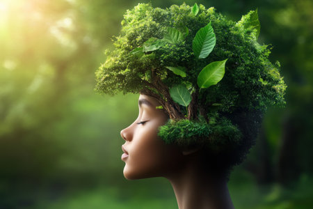 Evoke inner peace with this captivating image of an abstract tree sprouting from a meditating mind Symbolizing mindful thoughts and personal growth, it explores the beauty of nature intertwined with mental power Discover serenity, enlightenment, and self-discovery in this artwork where each leaf embodies a mindful thought, connecting nature, consciousness, AI Generativeの素材