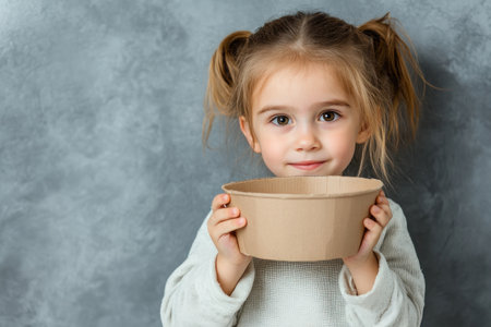 A young girl's cardboard sign reading "I am hungry" pierces the heart, revealing the stark reality of child poverty Her silent plea demands urgent action Advocate for food security, empower communities, and break the cycle of deprivation Support initiatives providing nutrition, education, and opportunity, building a brighter future for vulnerable AI Generativeの素材