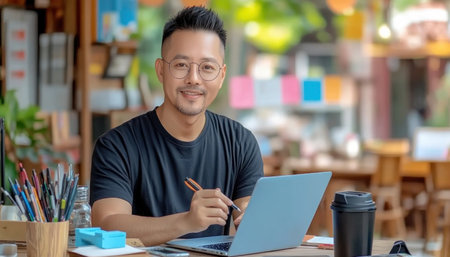 Transform your business with data-driven decisions! Visualize success: a businessman analyzing digital marketing growth charts, strategically planning on his laptop Unlock exponential growth by leveraging trends and analytics Optimize performance, identify opportunities, and gain a competitive edge Invest in strategic planning and expert analysis for sustainable, unparalleled results AI Generativeの素材