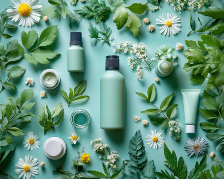 Embrace natural beauty with our eco-friendly skincare! Organic bottles adorned with leaves and flowers hold plant-based formulas crafted from ethically sourced ingredients Experience a skincare revolution that nourishes, revitalizes, and protects your skin while supporting a healthier planet Discover sustainable beauty that's good for you and the Earth AI Generativeの素材
