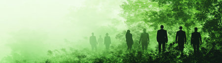 Drive business success with eco-conscious strategies Our powerful image depicts a team installing an environmental logo, symbolizing teamwork and green leadership Ideal for websites, presentations, and marketing, it promotes sustainability, corporate responsibility, and collaborative environmental action Inspire a greener future with visually striking illustrations of commitment and leadership AI Generativeの素材