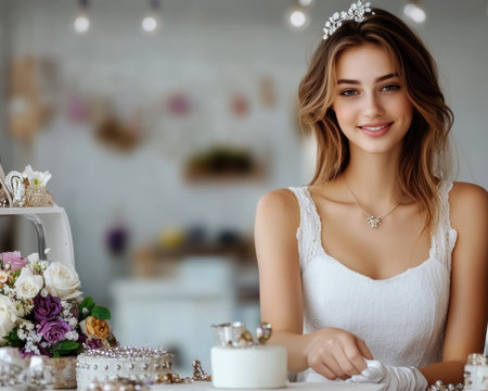 Step into a world of handcrafted elegance! Witness a jewelry designer's artistry as they create unique, handmade accessories in their studio From dazzling earrings to sparkling necklaces, each piece reflects passion and precision Discover bespoke designs, elevating your style with one-of-a-kind creations, lovingly made with meticulous detail Find your story AI Generativeの素材