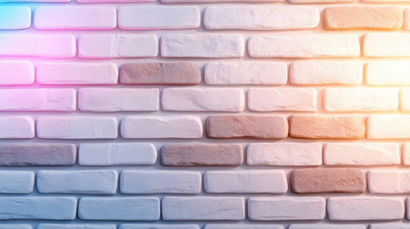 Urban cool meets vintage charm in this brick wall image, splashed with vibrant neon pink and blue Its rustic texture adds depth, perfect for retro designs High-resolution quality makes it ideal for posters, websites, or creative projects Enhance your visuals with this blend of modern lighting and classic texture, adding AI Generativeの素材