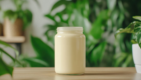 Uncover a woman's plastic-free beauty secret: homemade vegan deodorant in a reusable glass jar! Embrace sustainable living by crafting your own effective, eco-friendly alternative with simple, plant-based ingredients Reduce your environmental footprint, nourish your skin, and ditch harsh chemicals Learn this DIY project and experience the gentle power of nature AI Generativeの素材