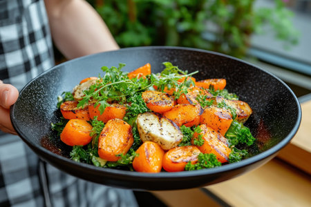 Embark on a sustainable culinary adventure! Discover the joy of plant-based travel, indulging in vibrant vegan cuisine while exploring new destinations Support local economies and ethical sourcing with every delicious, eco-friendly meal Nourish your body and reduce your footprint, savoring freshness and promoting wellness Vegan travel: good for you, good AI Generativeの素材