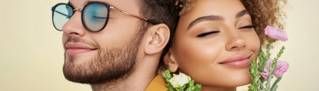 This image portrays a stylish couple embracing sustainable fashion against an earthy backdrop, showcasing eco-awareness and ethical choices They embody a commitment to green trends, from eco-friendly fabrics to conscious designs that minimize environmental impact It inspires viewers to choose sustainable options, promoting a greener lifestyle and ethical consumption within AI Generativeの素材