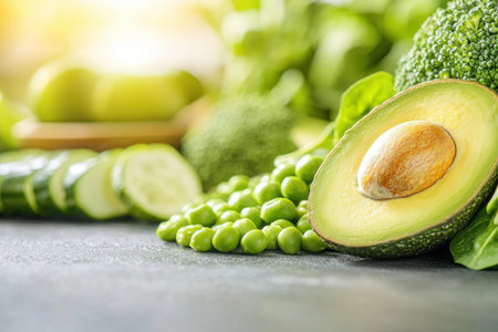 Detoxify and thrive with our vibrant Green Detox Food Selection! Featuring raw broccoli, crisp cucumber, spinach, sweet peas, avocado, and zesty lime, this vegan blend fuels your body with plant-based nutrition Unlock radiant health, optimize wellbeing, and boost immunity with every delicious, green bite Begin your rejuvenating detox journey today! AI Generativeの素材