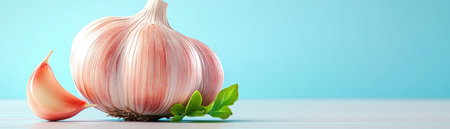 Capture the essence of garlic with this striking image A single, pristine clove is isolated against a clean white background, highlighting its vibrant texture and natural allure Perfect for culinary blogs, recipe illustrations, or adding a touch of freshness to kitchen-themed designs This high-resolution close-up elevates your visual content with AI Generativeの素材