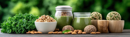 Fuel your healthy lifestyle with our vibrant raw superfood snack selection! Discover crispy kale chips, creamy nut butter energy balls, and crunchy sprouted seeds, each bursting with flavor and essential nutrients Enjoy a guilt-free, nourishing snacking experience that embraces wellness with every bite Your body will thank you! AI Generativeの素材