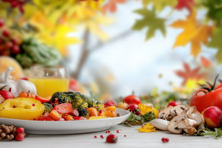 Capture the essence of fall with this vibrant image of roasted seasonal vegetables Butternut squash, Brussels sprouts, carrots, and more create a visually stunning and delectable autumnal display Find inspiration for healthy eating, Thanksgiving sides, and everyday meals, celebrating the season's bounty and the delicious benefits of fall produce AI Generativeの素材