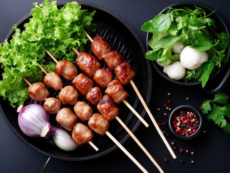 Ignite your summer with vibrant Vegan Skewers! Featuring colorful, assorted vegetables sizzling on the grill, these healthy and delicious creations are perfect for plant-based grilling Elevate your barbecues, picnics, or weeknight dinners with savory goodness and nutritious ingredients Discover new vegan recipes and enjoy skewered meals promoting well-being AI Generativeの素材