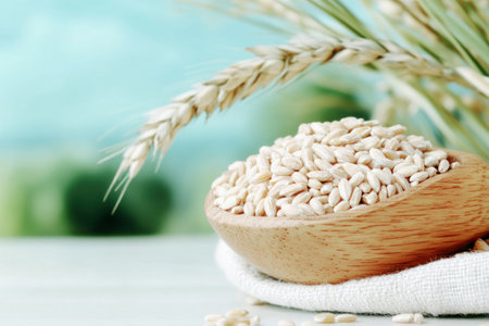 Embrace nature's wholesome goodness with a rustic scoop brimming with mixed whole grains Symbolizing natural protein and fiber, this image highlights the beauty and health benefits of sustainable agriculture and conscious eating Discover a nutritional powerhouse promoting digestive health and overall well-being Fuel your body and soul with nature's bounty AI Generativeの素材