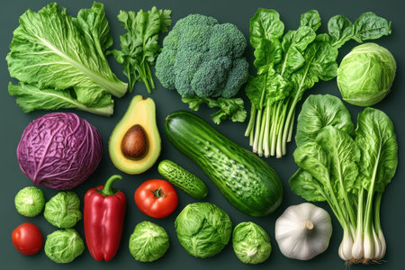 Fuel your body with vibrant health! This flat lay showcases superfoods like quinoa, avocado, and colorful vegetables, inspiring nutritious and delicious meals Elevate your diet with these nutrient-rich ingredients, perfect for balanced recipes that boost energy and well-being Explore countless culinary possibilities, easily incorporating superfoods into your everyday routine for AI Generativeの素材
