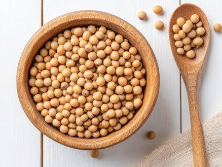 Uncover the nutritional powerhouse of soybeans! This raw, golden agricultural food is packed with protein and essential nutrients Versatile and perfect for wholesome, delicious dishes, these unprocessed beans offer numerous culinary possibilities Explore organic options, recipes, and inspiration while promoting sustainable agriculture and healthy lifestyles with this natural, protein-rich ingredient AI Generativeの素材