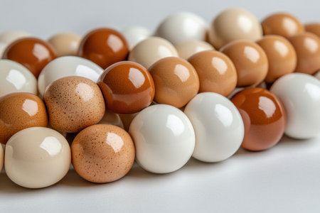 Showcase the wholesome appeal of farm-fresh eating with this vibrant image of organic chicken eggs isolated on white Perfect for elevating recipes, blogs, and marketing, this versatile image highlights the simplicity and natural goodness of eggs for breakfast and cooking Inspire delicious dishes and capture the visual essence of healthy AI Generativeの素材
