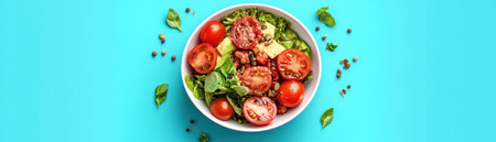Nourish your body with a vibrant, plant-based Buddha bowl Packed with colorful, nutrient-rich ingredients like tomatoes, greens, and plant protein, this balanced meal is perfect for lunch or dinner This easy-to-make recipe supports a healthy lifestyle with whole foods, promoting inner wellness and happiness AI Generativeの素材